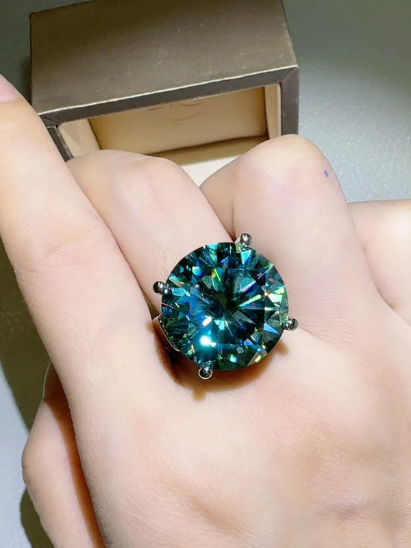 Lovcia Aurora Green 20 Carat Moissanite 925 Sterling Silver Ring for Women - Turquoise-5- - Buy latest trendy Rings for Women and Girls