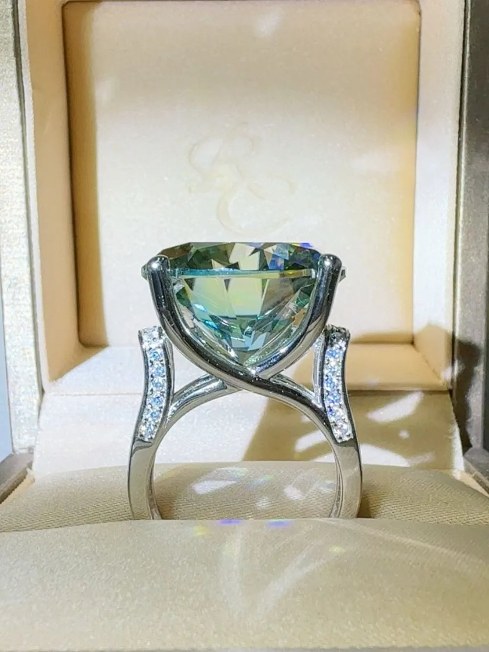 Lovcia Aurora Green 20 Carat Moissanite 925 Sterling Silver Ring for Women - Turquoise-5- - Buy latest trendy Rings for Women and Girls
