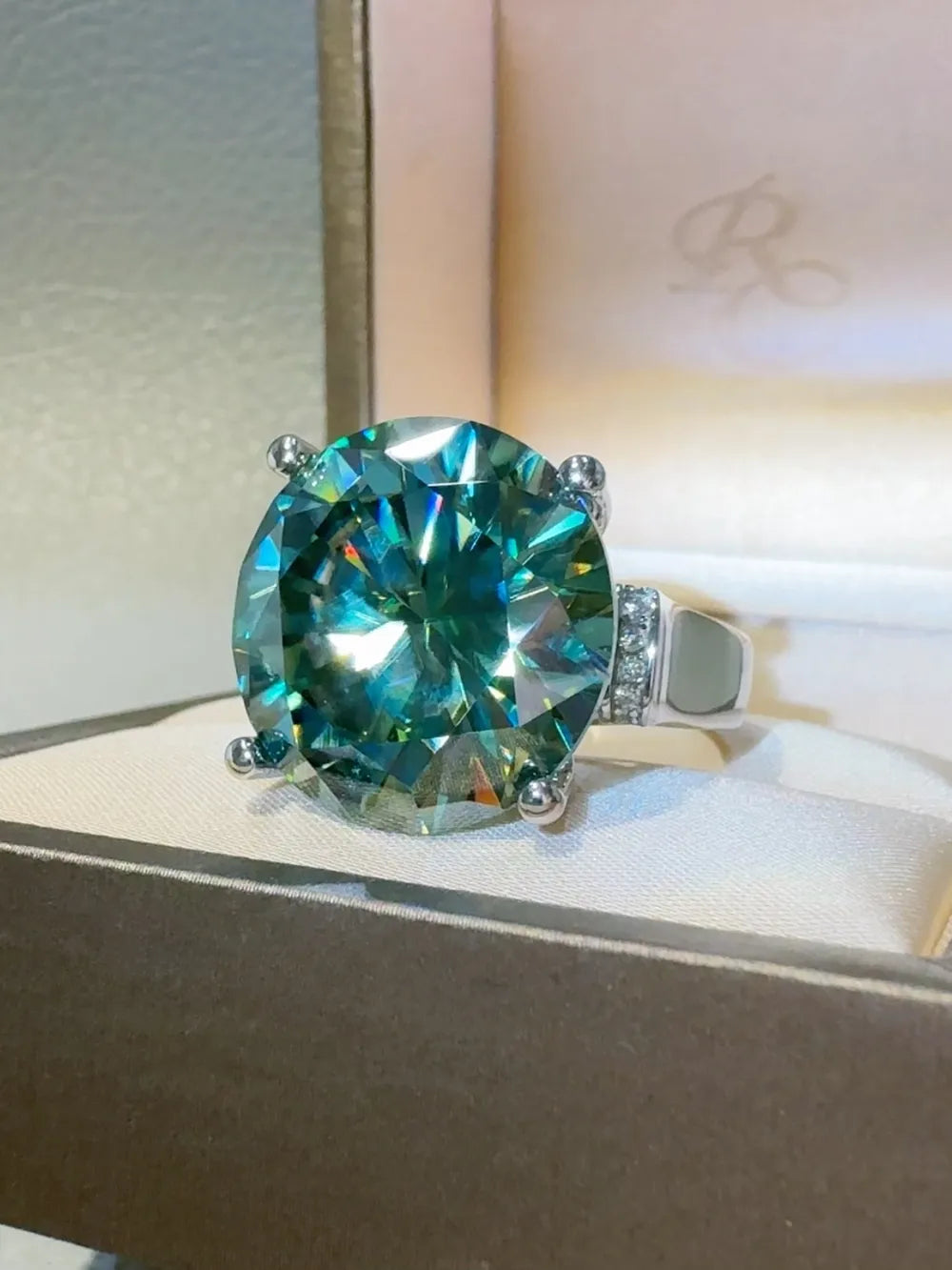 Lovcia Aurora Green 20 Carat Moissanite 925 Sterling Silver Ring for Women - Turquoise-5- - Buy latest trendy Rings for Women and Girls