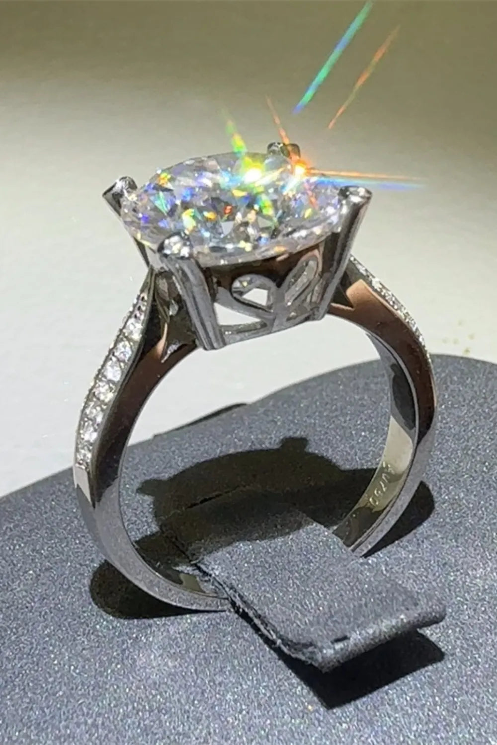 Lovcia Aurora Ovalis 5 Carat Moissanite 925 Sterling Silver Ring for Women - Silver-5- - Buy latest trendy Rings for Women and Girls