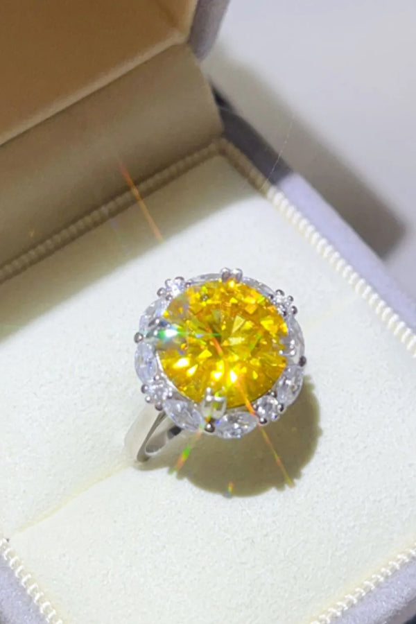 Lovcia Aurora Sun 5 Carat Moissanite 925 Sterling Silver Ring for Women - Yellow-5- - Buy latest trendy Rings for Women and Girls