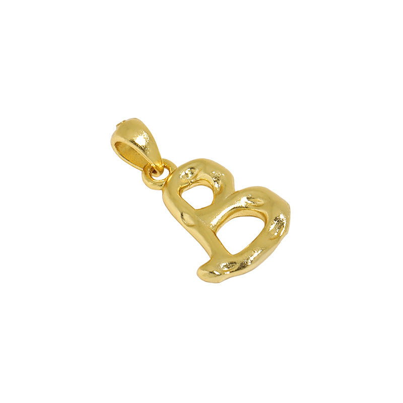 Lovcia AZ Letter Pendant Gold Plated 12mm Chain Necklace-Necklaces-B (Pendant Only)-B (Pendant Only)