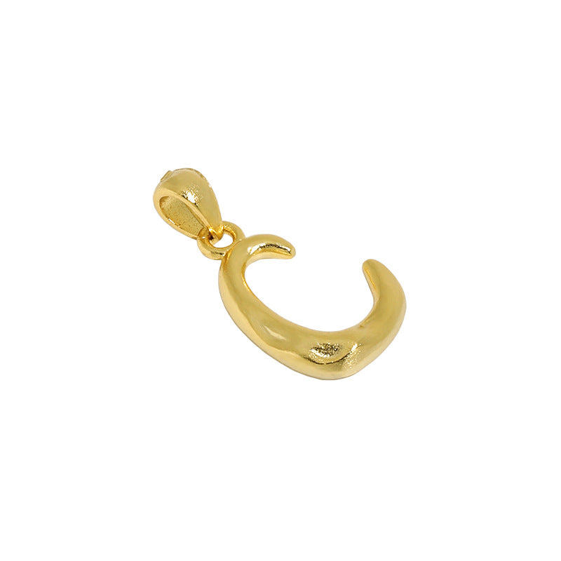 Lovcia AZ Letter Pendant Gold Plated 12mm Chain Necklace-Necklaces-C (Pendant Only)-C (Pendant Only)
