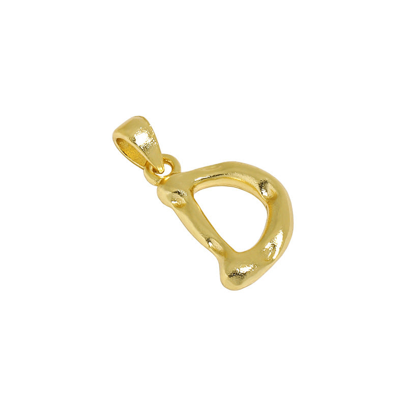 Lovcia AZ Letter Pendant Gold Plated 12mm Chain Necklace-Necklaces-D (Pendant Only)-D (Pendant Only)