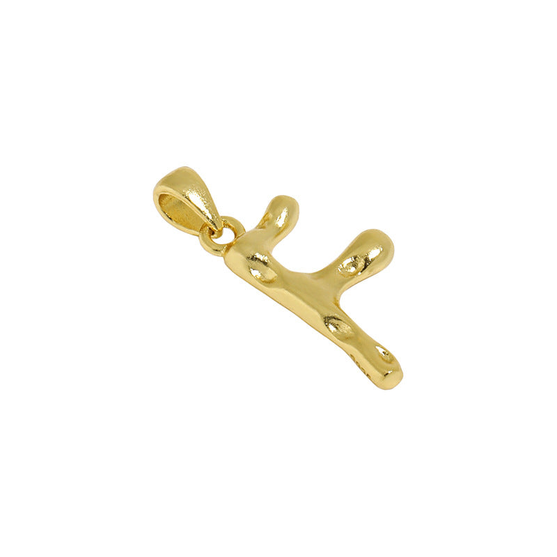 Lovcia AZ Letter Pendant Gold Plated 12mm Chain Necklace-Necklaces-F (Pendant Only)-F (Pendant Only)
