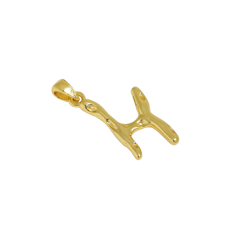 Lovcia AZ Letter Pendant Gold Plated 12mm Chain Necklace-Necklaces-H (Pendant Only)-H (Pendant Only)