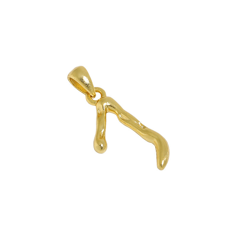 Lovcia AZ Letter Pendant Gold Plated 12mm Chain Necklace-Necklaces-J (Pendant Only)-J (Pendant Only)