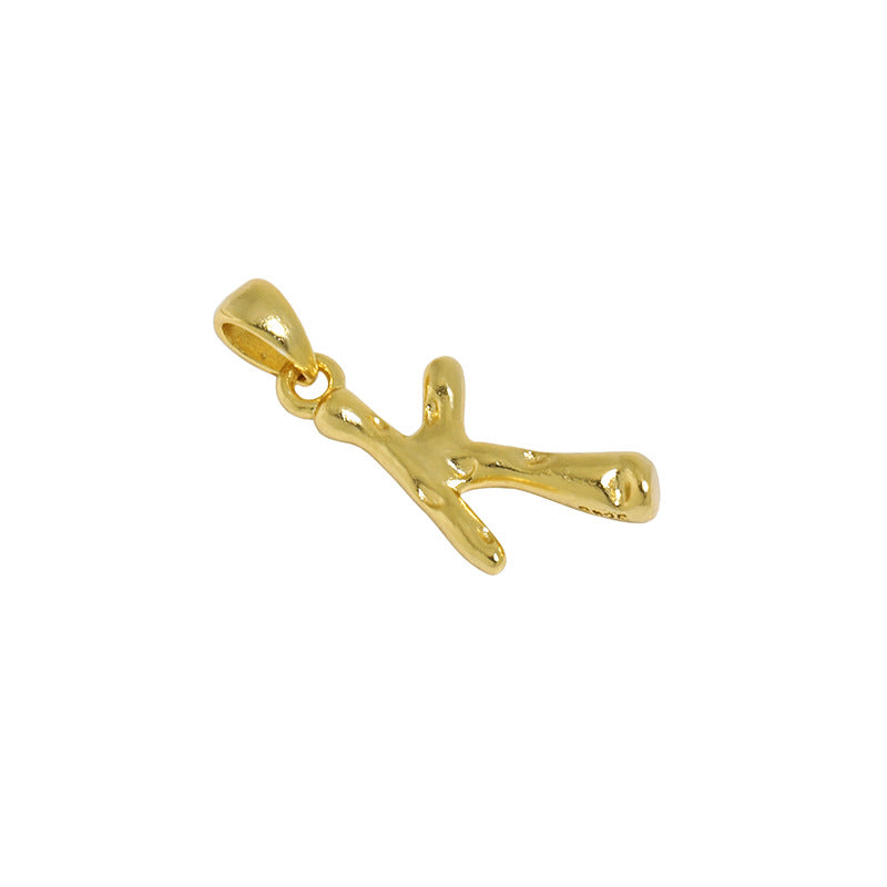 Lovcia AZ Letter Pendant Gold Plated 12mm Chain Necklace-Necklaces-K (Pendant Only)-K (Pendant Only)