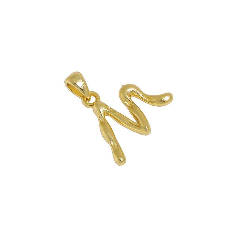 Lovcia AZ Letter Pendant Gold Plated 12mm Chain Necklace-Necklaces-M (Pendant Only)-M (Pendant Only)