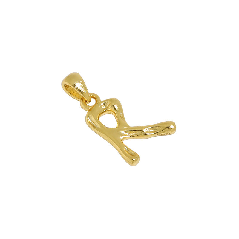 Lovcia AZ Letter Pendant Gold Plated 12mm Chain Necklace-Necklaces-R (Pendant Only)-R (Pendant Only)