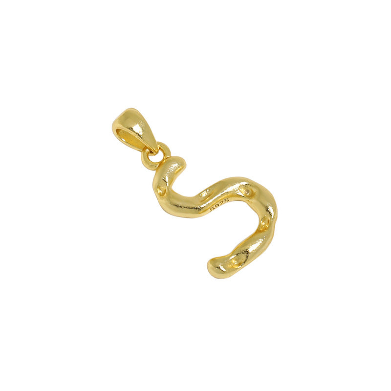 Lovcia AZ Letter Pendant Gold Plated 12mm Chain Necklace-Necklaces-S (Pendant Only)-S (Pendant Only)