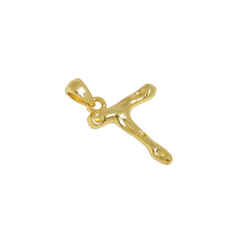 Lovcia AZ Letter Pendant Gold Plated 12mm Chain Necklace-Necklaces-T (Pendant Only)-T (Pendant Only)