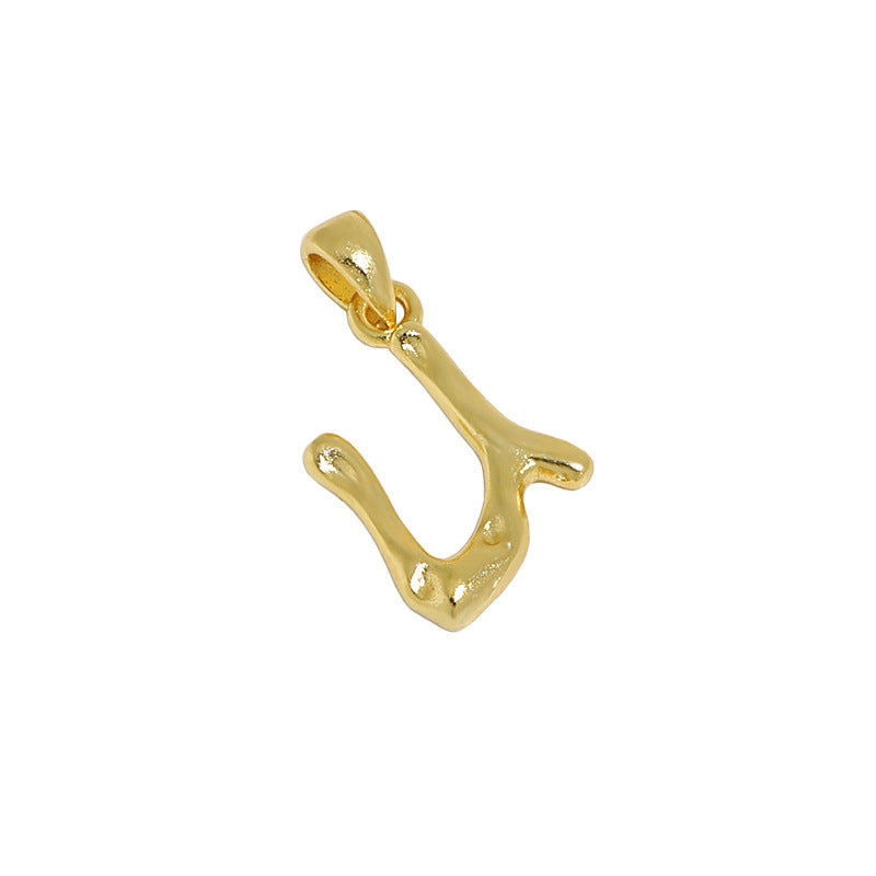 Lovcia AZ Letter Pendant Gold Plated 12mm Chain Necklace-Necklaces-U (Pendant Only)-U (Pendant Only)