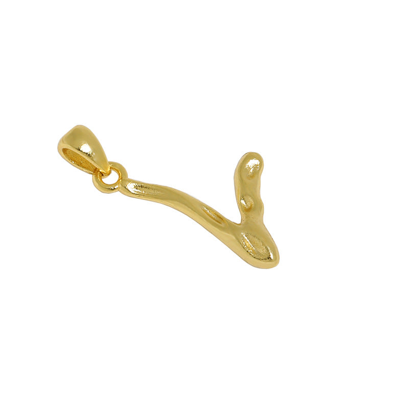 Lovcia AZ Letter Pendant Gold Plated 12mm Chain Necklace-Necklaces-V (Pendant Only)-V (Pendant Only)
