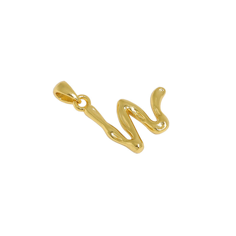 Lovcia AZ Letter Pendant Gold Plated 12mm Chain Necklace-Necklaces-W (Pendant Only)-W (Pendant Only)