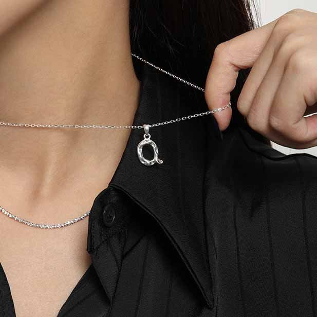 Lovcia AZ Letter Pendant Gold Plated 12mm Chain Necklace-Necklaces-Yellow Gold Necklace-Yellow Gold Necklace