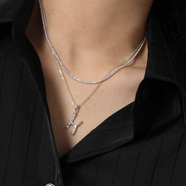 Lovcia AZ Letter Pendant Gold Plated 12mm Chain Necklace-Necklaces-Yellow Gold Necklace-Yellow Gold Necklace