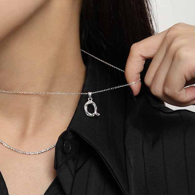 Lovcia AZ Letter Pendant Gold Plated 12mm Chain Necklace-Necklaces-Yellow Gold Necklace-Yellow Gold Necklace