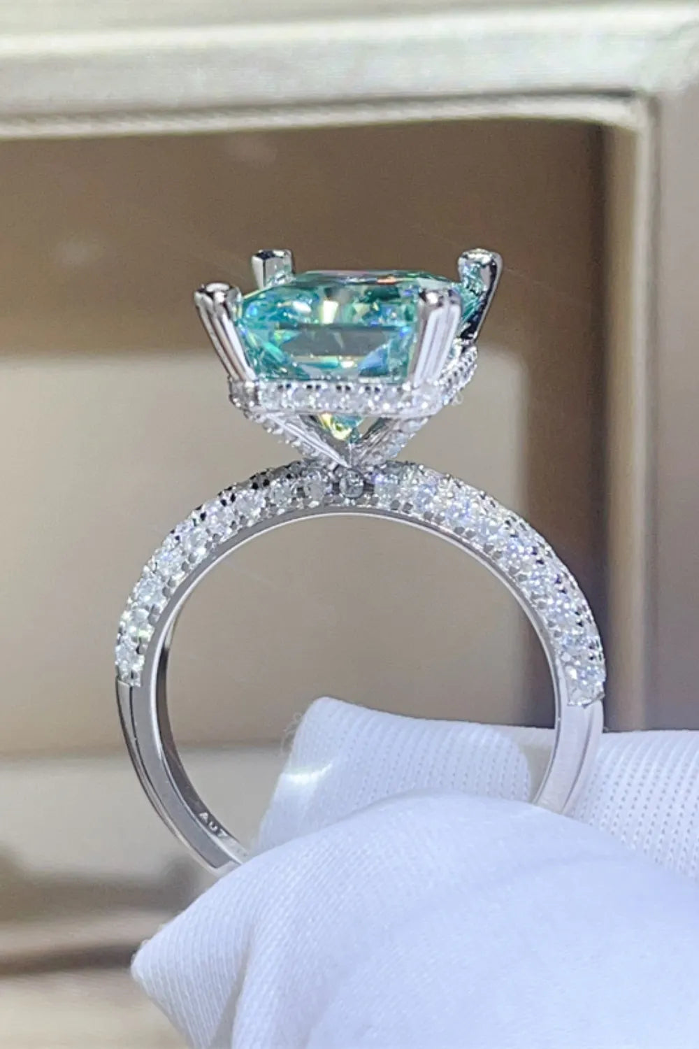 Lovcia Azure Throne 5 Carat Moissanite 925 Sterling Silver Ring for Women - Teal-5- - Buy latest trendy Rings for Women and Girls