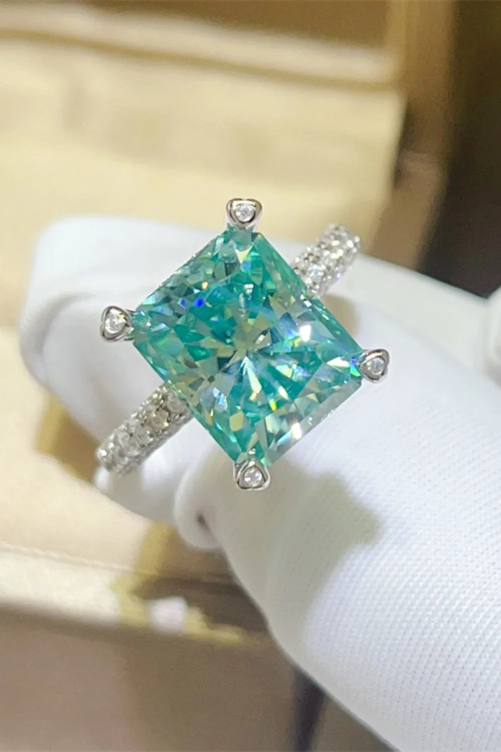 Lovcia Azure Throne 5 Carat Moissanite 925 Sterling Silver Ring for Women - Teal-5- - Buy latest trendy Rings for Women and Girls