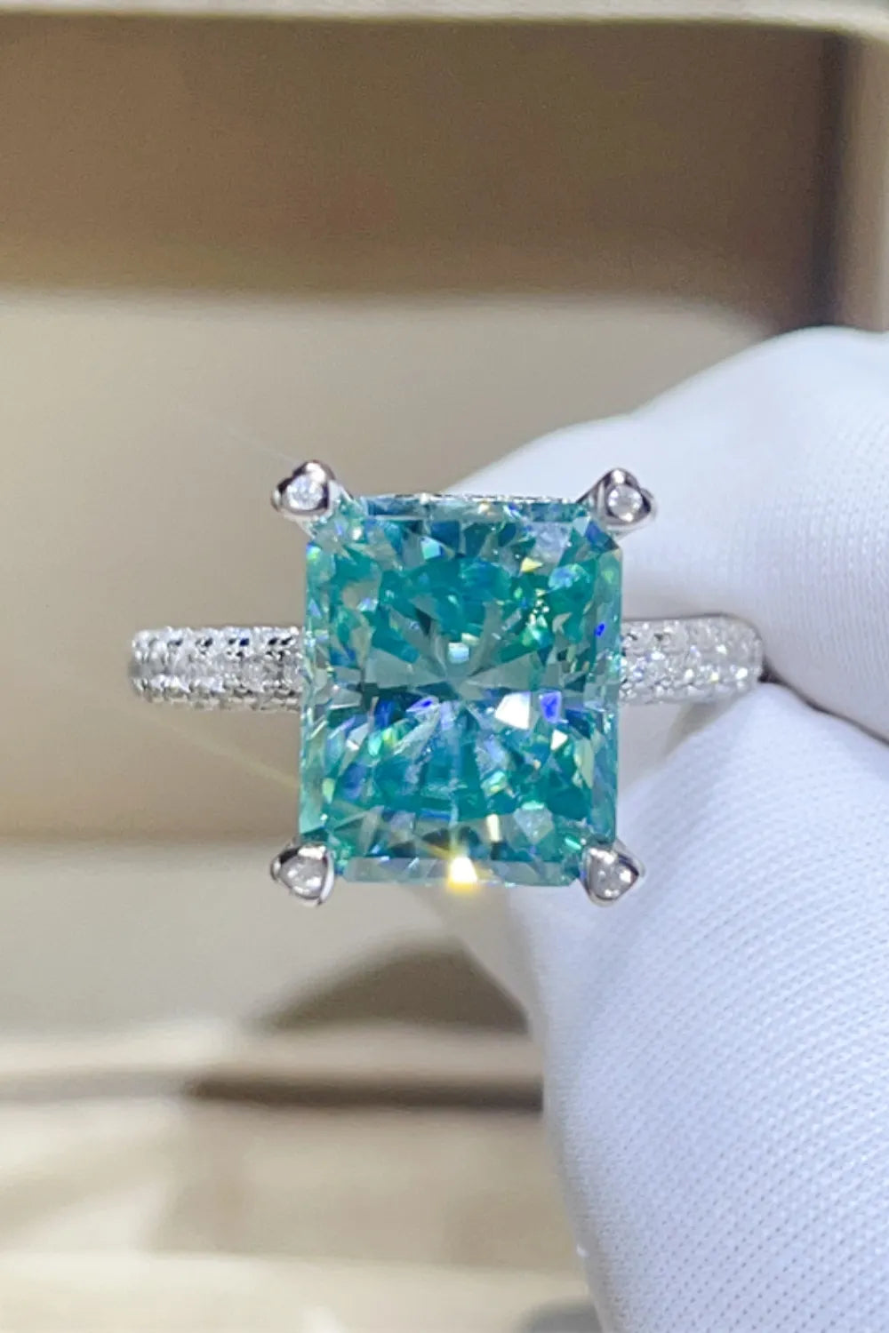 Lovcia Azure Throne 5 Carat Moissanite 925 Sterling Silver Ring for Women - Teal-5- - Buy latest trendy Rings for Women and Girls