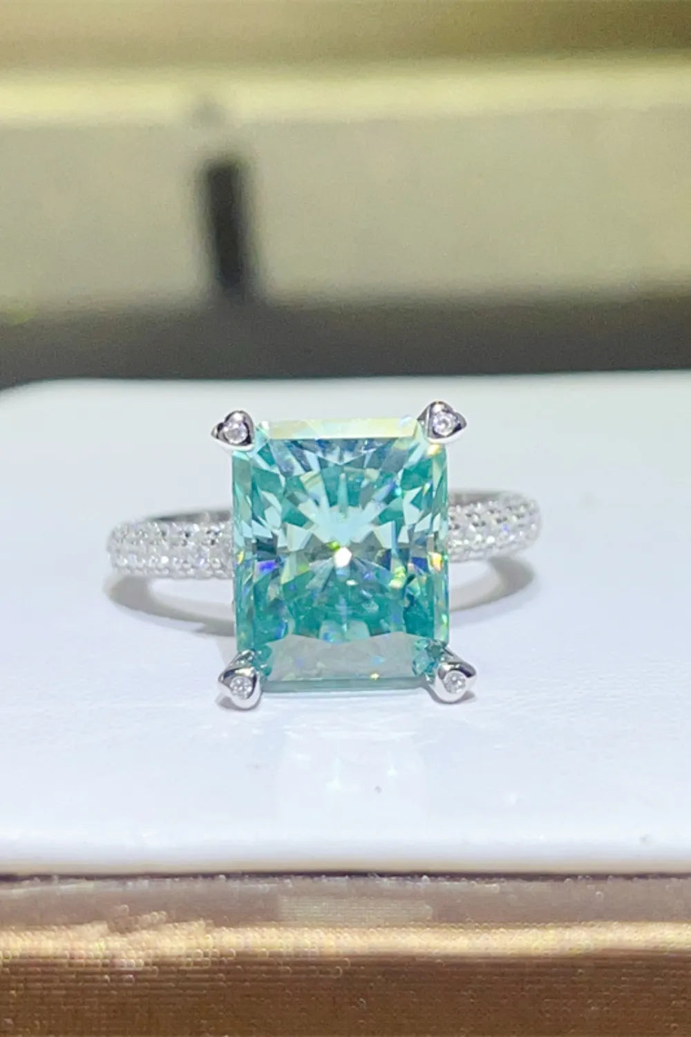 Lovcia Azure Throne 5 Carat Moissanite 925 Sterling Silver Ring for Women - Teal-5- - Buy latest trendy Rings for Women and Girls
