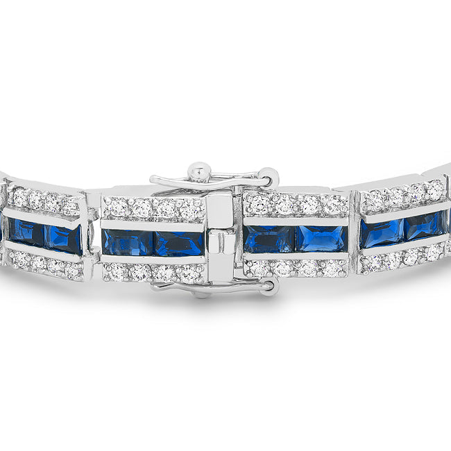 Lovcia Balboa Blue Sparkling Cubic Zirconia Silver Bracelet-Bracelets-