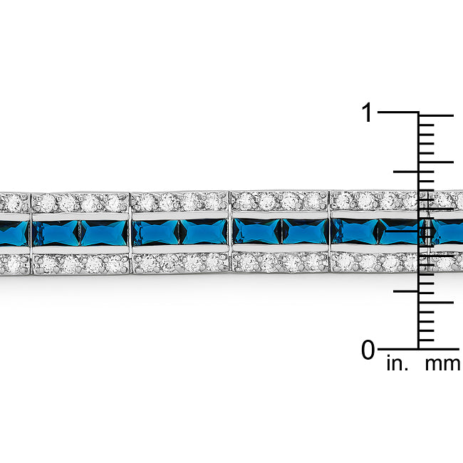 Lovcia Balboa Blue Sparkling Cubic Zirconia Silver Bracelet-Bracelets-