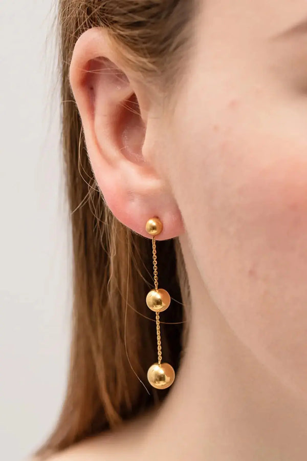 LOVCIA Ball Bead and Chain Stainless Steel Earrings