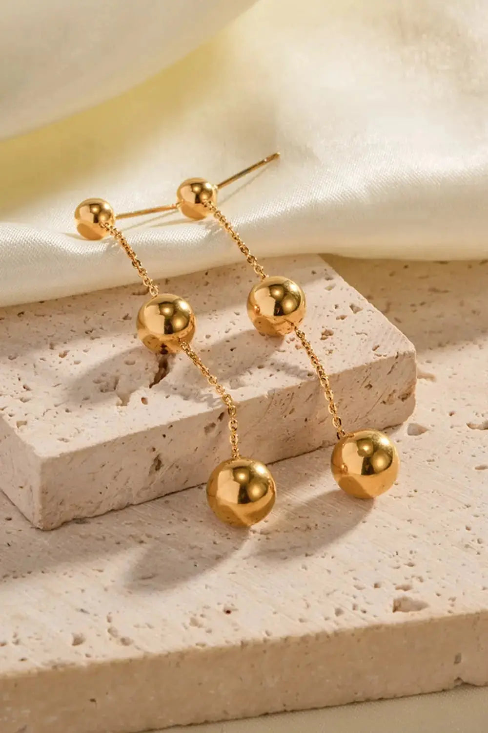 LOVCIA Ball Bead and Chain Stainless Steel Earrings