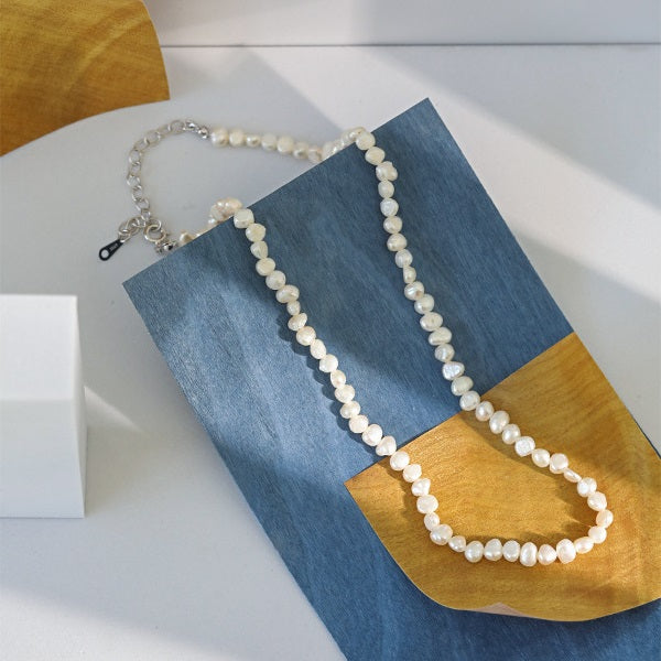 Lovcia Baroque Freshwater Pearl Necklace Sterling Silver-Necklaces-