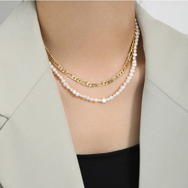 Lovcia Baroque Freshwater Pearl Necklace Sterling Silver-Necklaces-