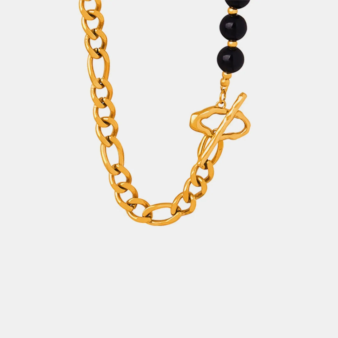 Lovcia Bead Detail Chunky Chain Necklace-Necklaces-Gold-One Size-Gold
