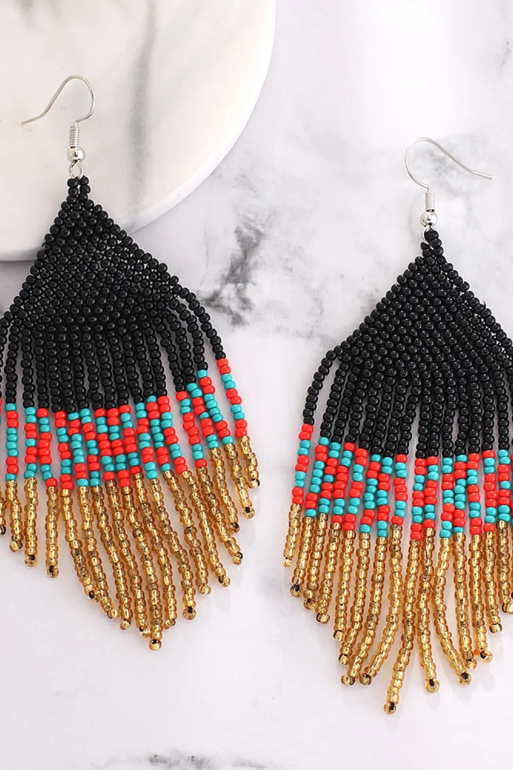 Lovcia Beaded Dangle Earrings-Earrings-Black-One Size-Black