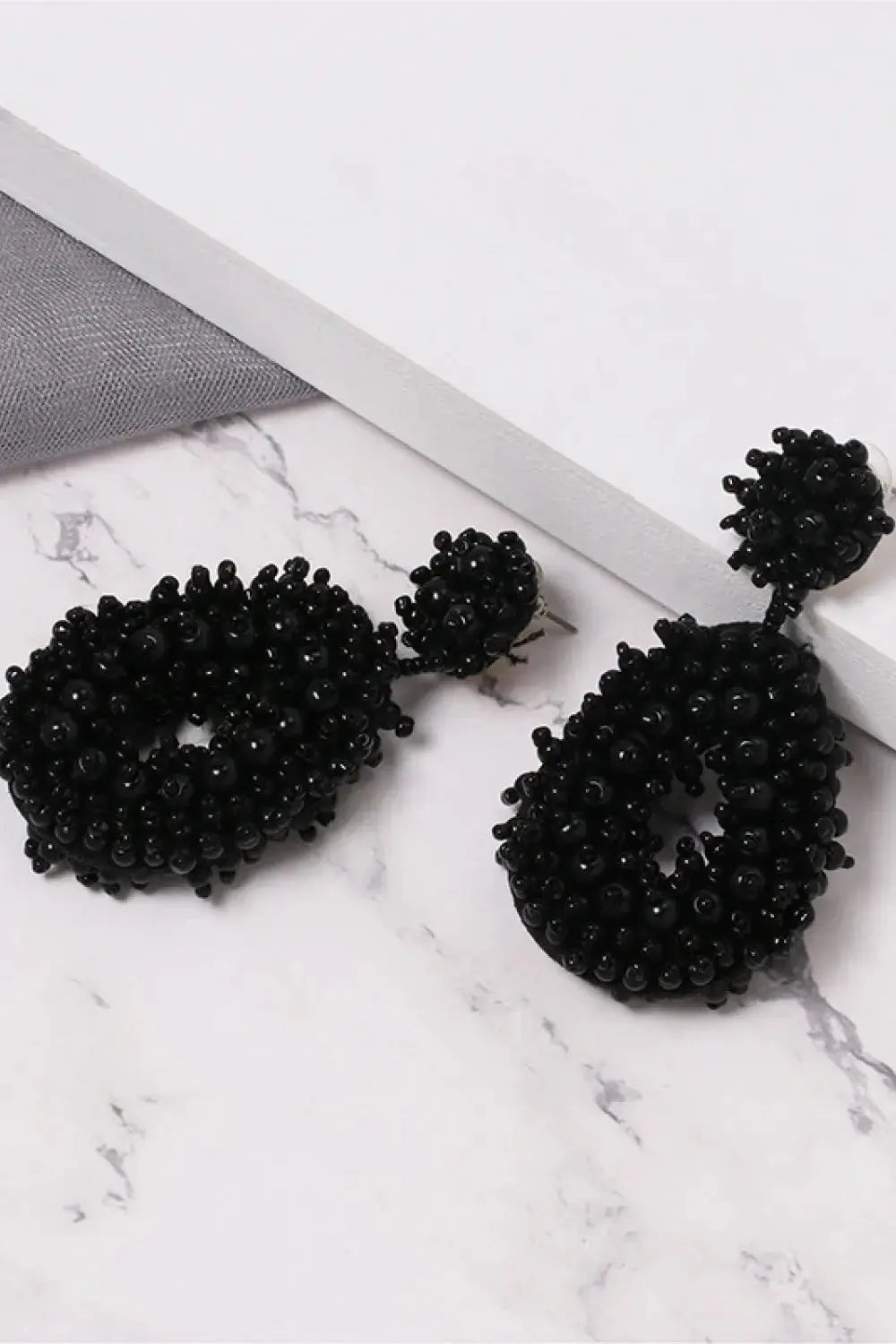 Lovcia Beaded Dangle Earrings-Earrings-Black-One Size-Black