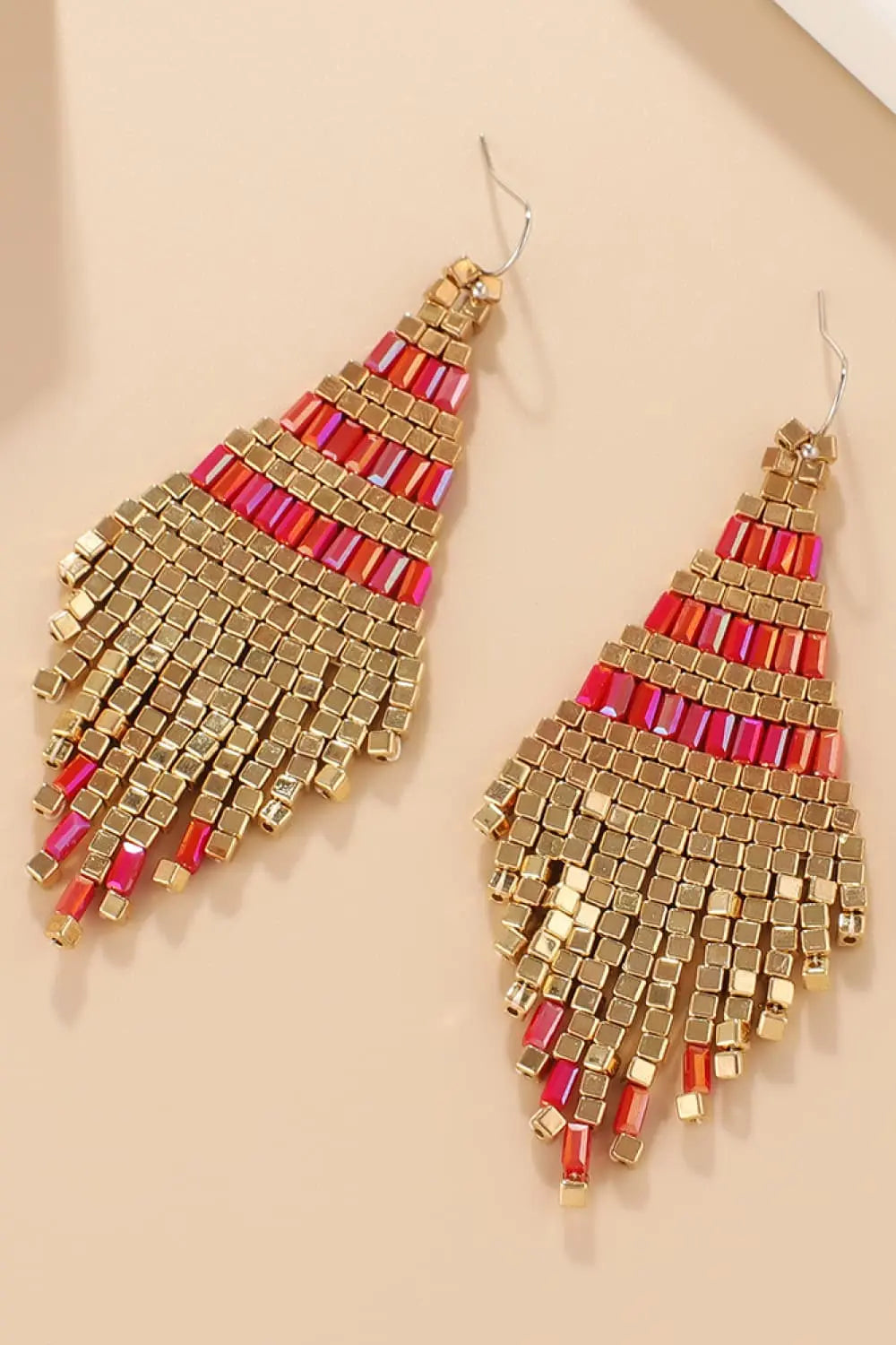 Lovcia Beaded Dangle Earrings-Earrings-Red-One Size-Red