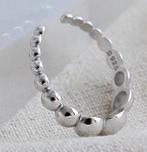 Lovcia Beads Ring 925 Sterling Silver Adjustable Gold-Rings-Silver-Silver