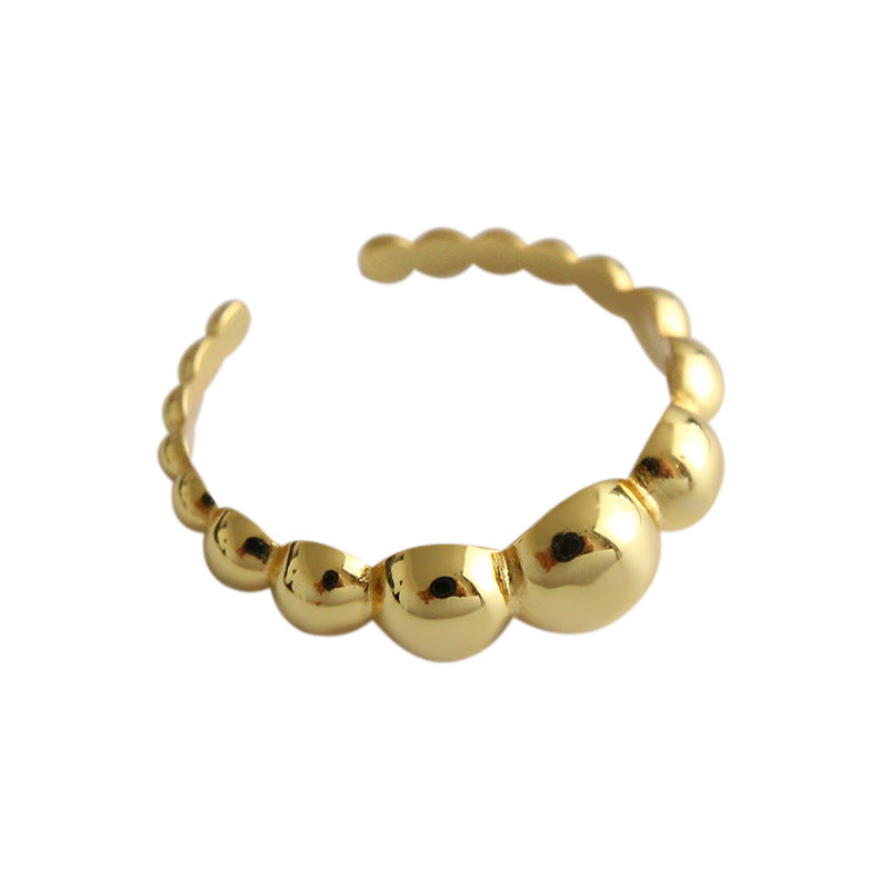 Lovcia Beads Ring 925 Sterling Silver Adjustable Gold-Rings-Yellow Gold-Yellow Gold