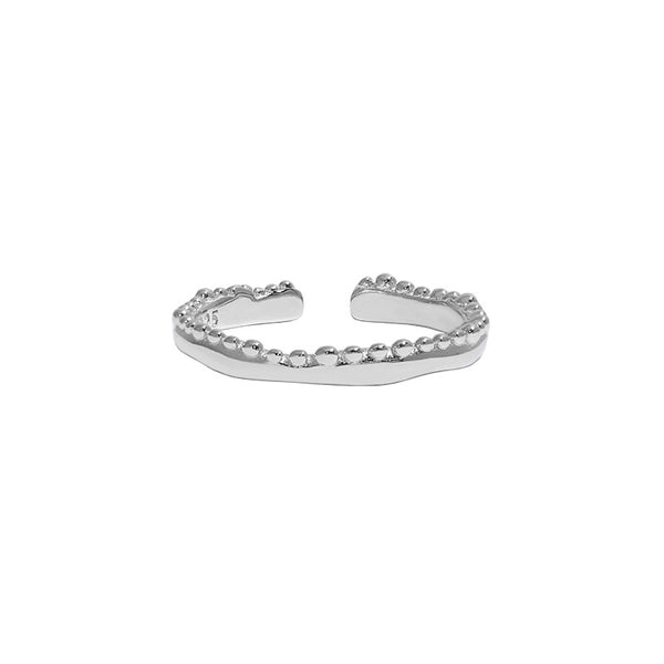 Lovcia Beads Wave 925 Sterling Silver Adjustable Ring-Rings-Rhodium-Rhodium