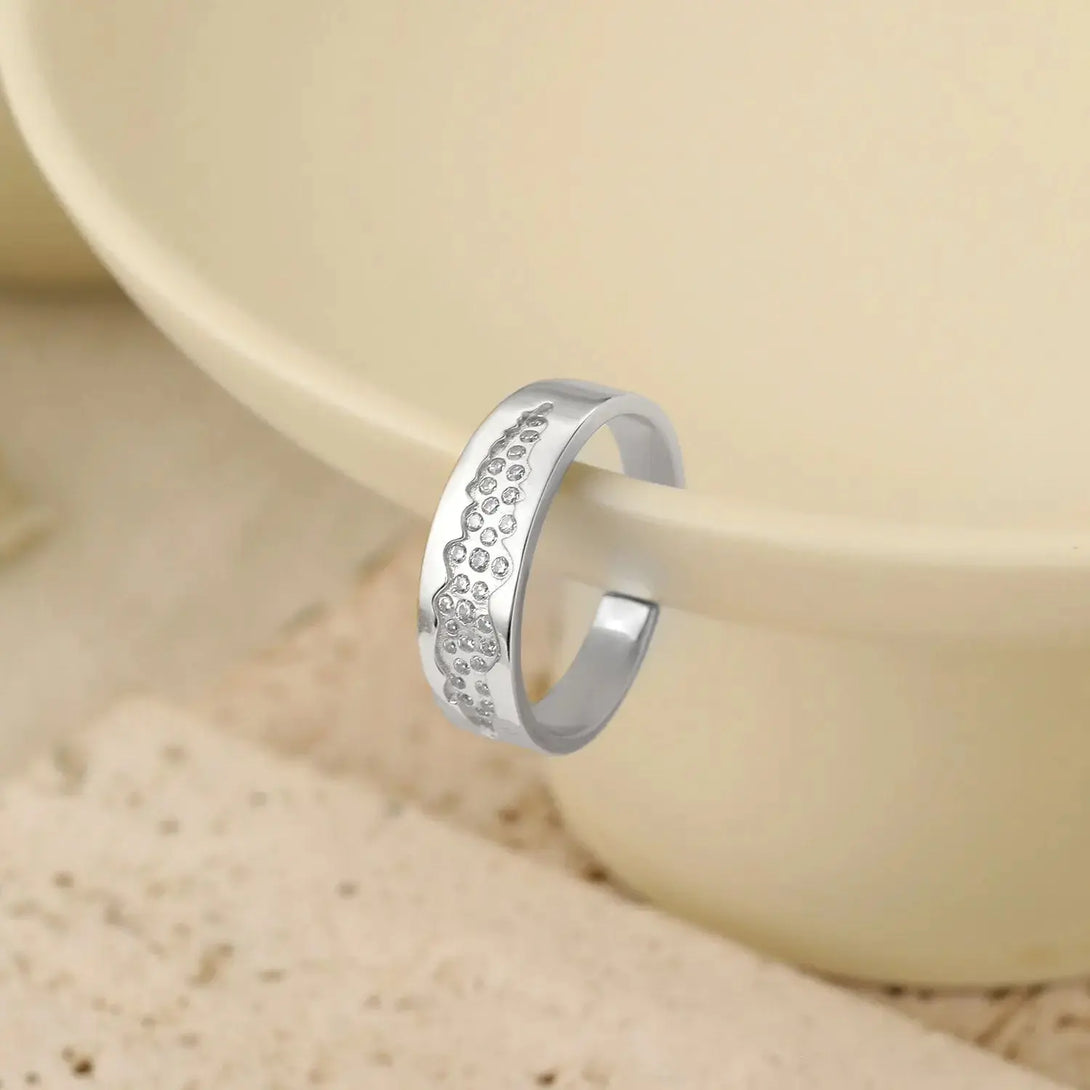 Lovcia Beautiful Blue CZ Star River 925 Sterling Silver Adjustable Ring-Rings-Silver-Silver
