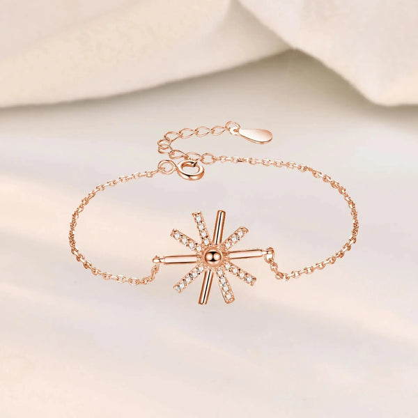 Lovcia Beautiful CZ Snowflake 925 Sterling Silver Bracelet-Bracelets-Silver-Silver