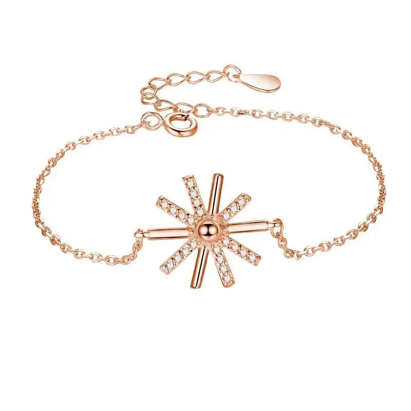 Lovcia Beautiful CZ Snowflake 925 Sterling Silver Bracelet-Bracelets-Silver-Silver