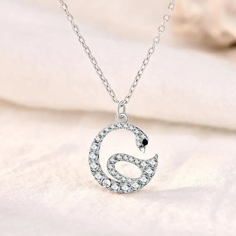 Lovcia Beautiful CZ Swan 925 Sterling Silver Necklace-Necklaces-Silver-Silver