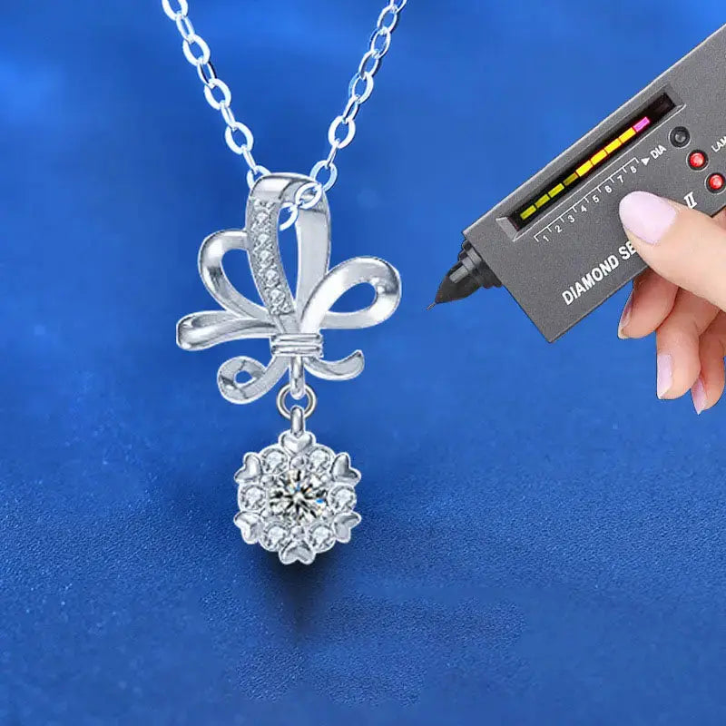 Lovcia Beautiful Moissanite CZ Wedding Bouquet Flower 925 Sterling Silver Necklace-Necklaces-0.1ct Moissanite CZ-0.1ct Moissanite CZ