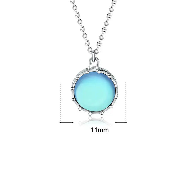 Lovcia Beautiful Round Natural Moonstone Sea 925 Sterling Silver Necklace-Necklaces-Silver-Silver