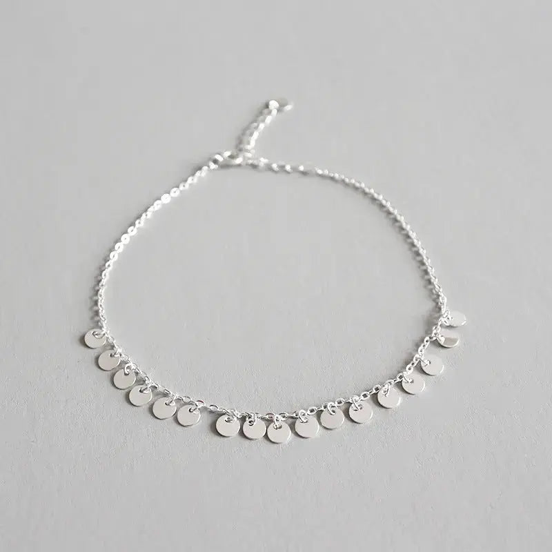 Lovcia Beautiful Shining Small Slice 925 Sterling Silver Anklet-Anklets-
