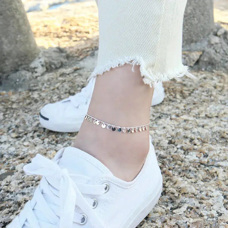 Lovcia Beautiful Shining Small Slice 925 Sterling Silver Anklet-Anklets-