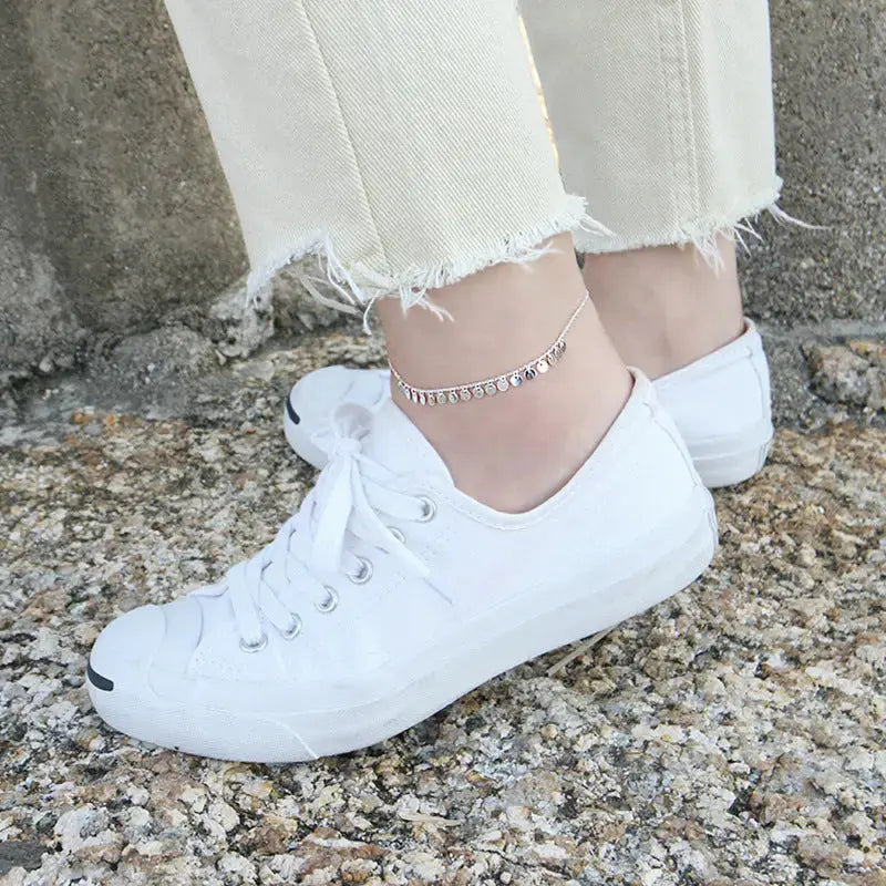 Lovcia Beautiful Shining Small Slice 925 Sterling Silver Anklet-Anklets-