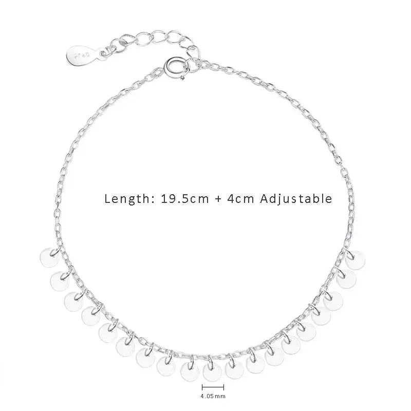 Lovcia Beautiful Shining Small Slice 925 Sterling Silver Anklet-Anklets-