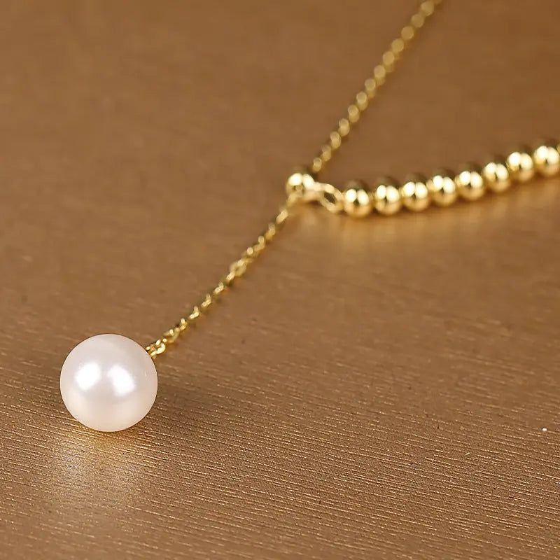 Lovcia Birth Year S925 Silver Female Sliver Beads Pearl Necklace Chain Set for Women-Necklaces-Gold Necklace-Gold Necklace